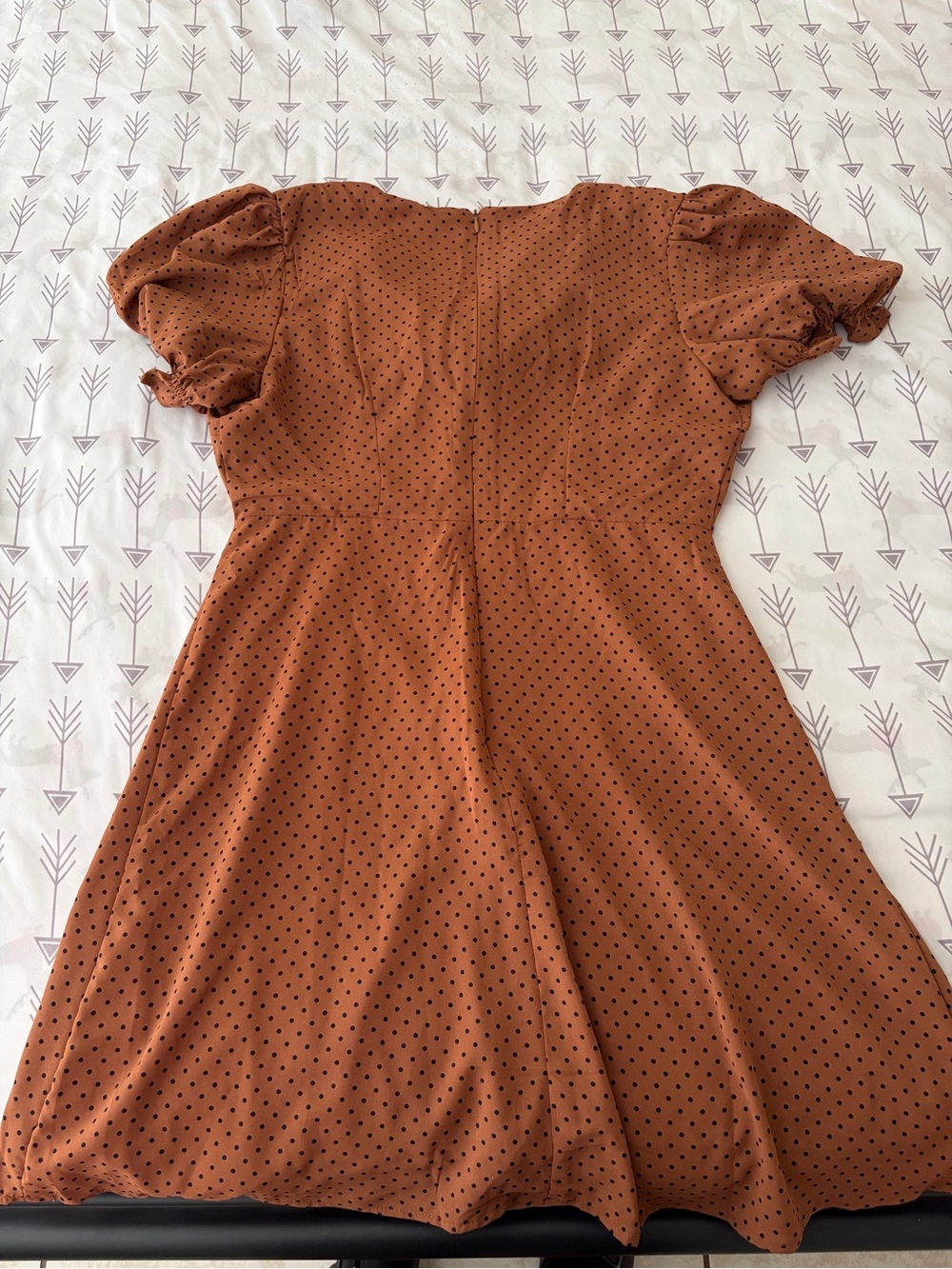 Blu Pepper Rust Brown Polka Dot Dress Top - Picture 2 of 3